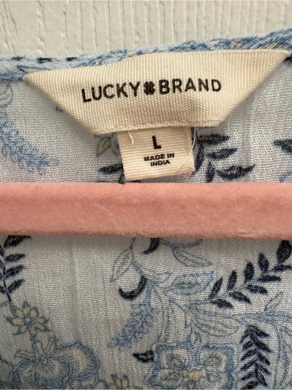 Lucky Brand Blue Floral V-Neck Boho Blouse - Picture 2 of 3